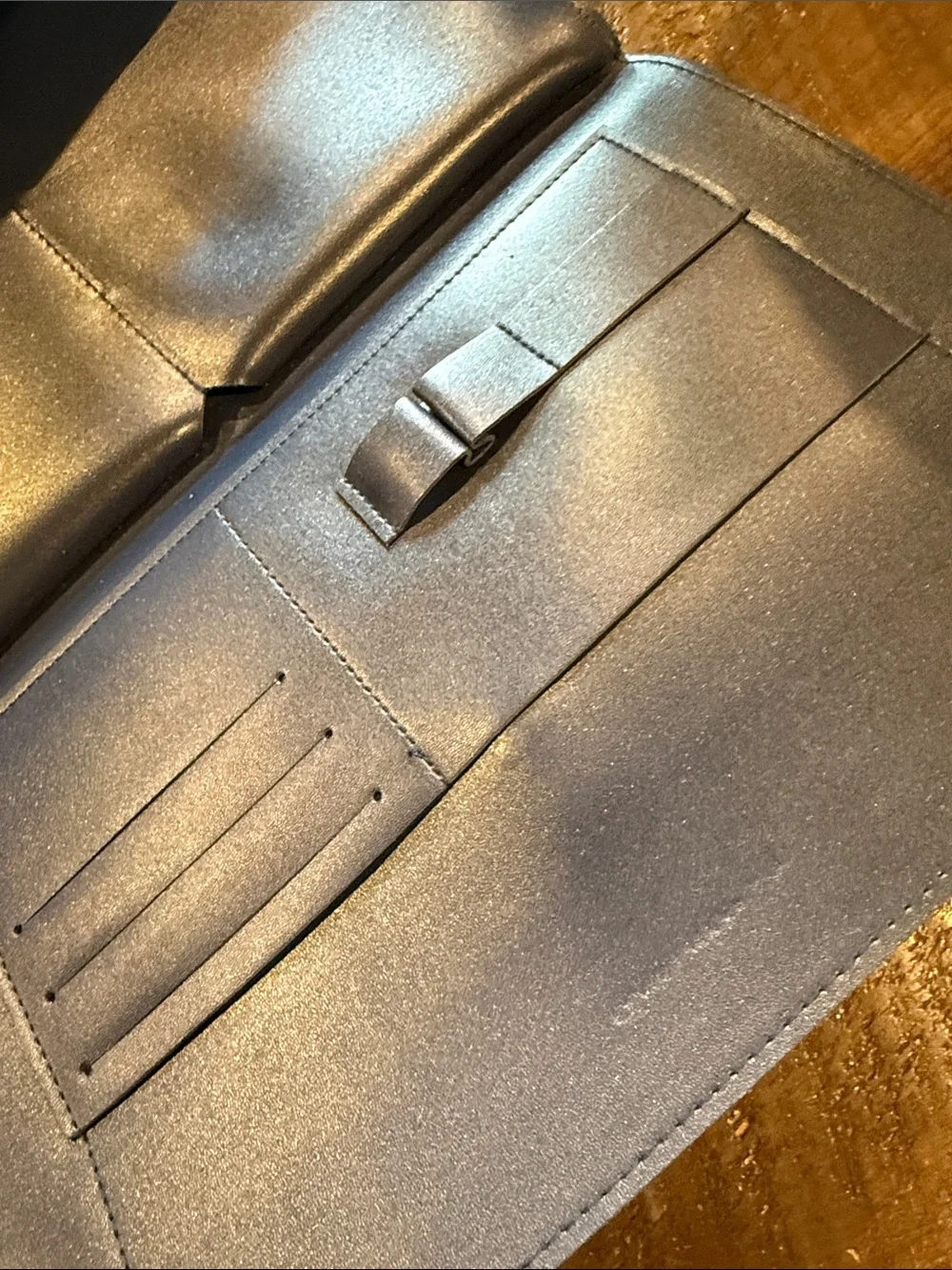 Classic Navy Envelope Briefcase with Gold Snap- NWOT